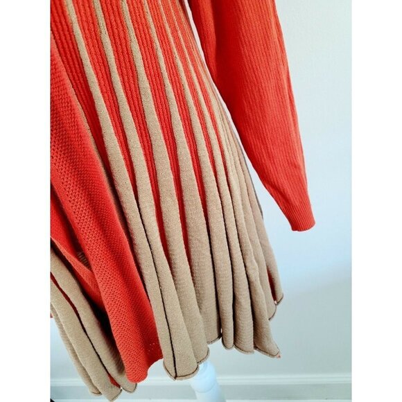 Appraisal Burnt Orange Tan Ribbed Knit Open Front Cardigan Striped Sweater Sz 1X - Picture 4 of 4